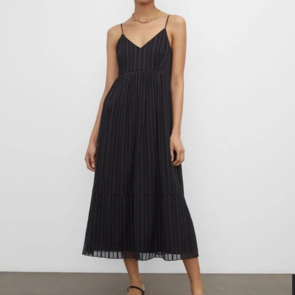 Club Monaco Black Pinstripe Maxi Dress